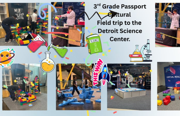 students playing with blocks and teacher is presenting an experiment 